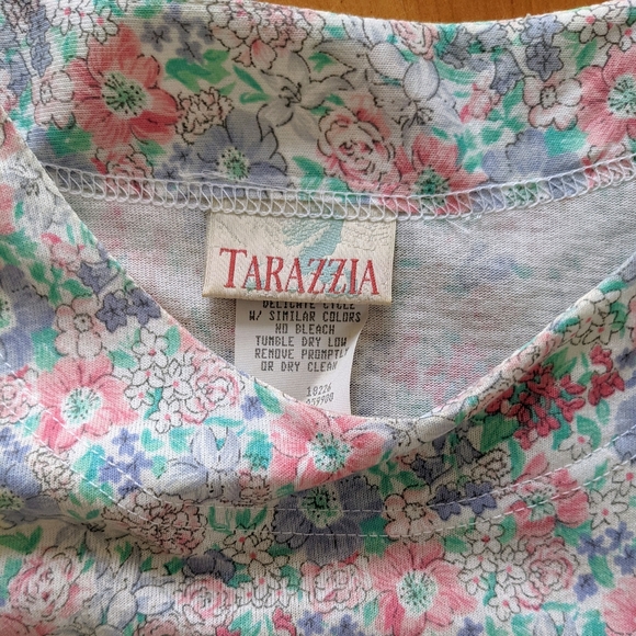 Vintage 1990s Terazzia Pastel Floral Drop Waist Cotton Blend Dress Boho Coastal. - Picture 7 of 8